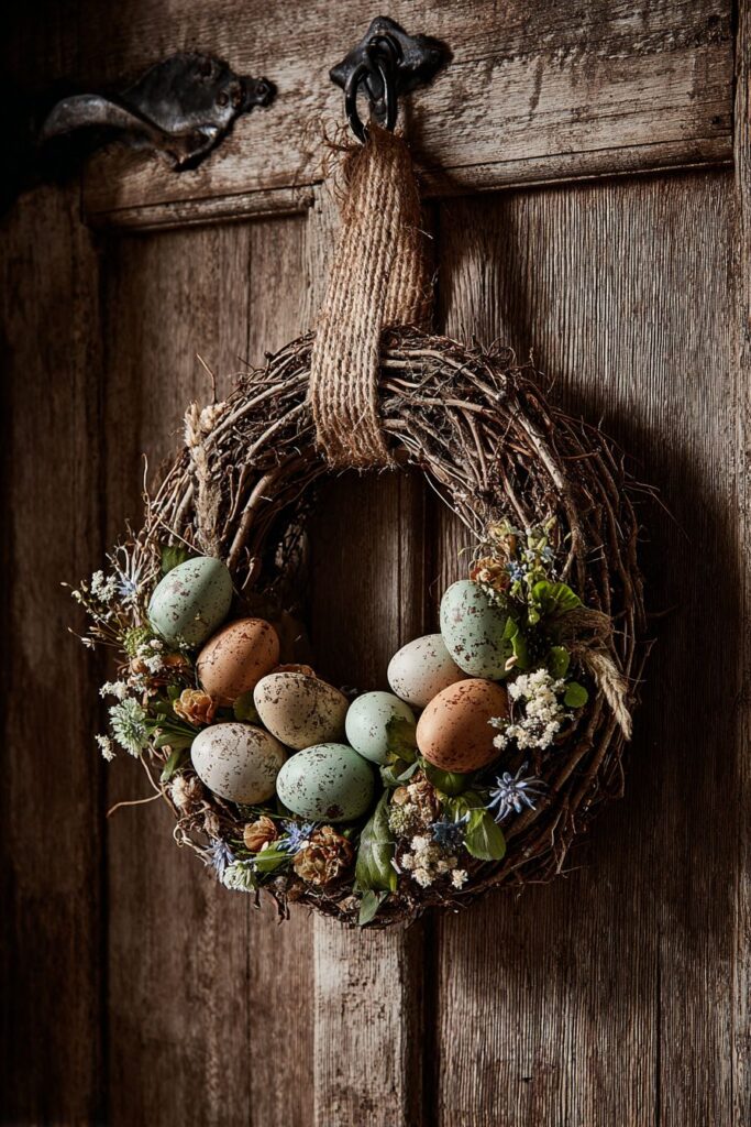 Rustic Twig and Birch Bark Wreath with Natural Elements