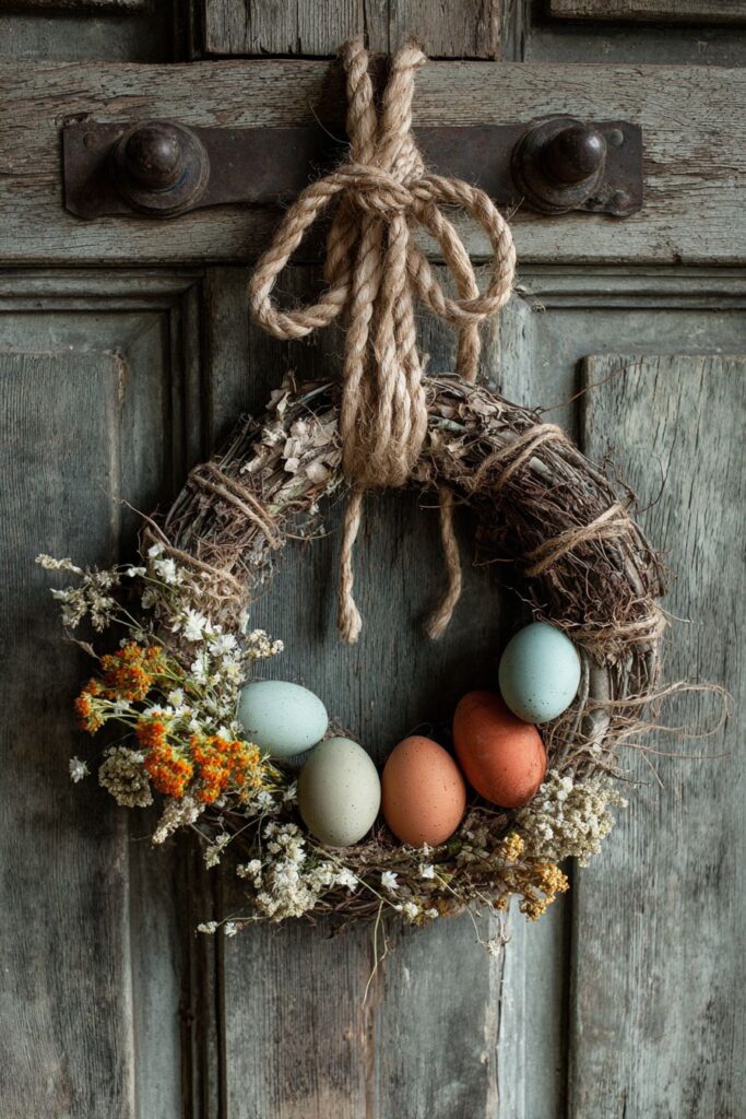 Rustic Twig and Birch Bark Wreath with Natural Elements