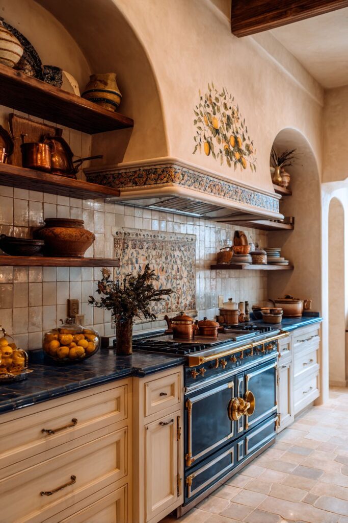 Statement Range Hood with Hand-Painted Motifs