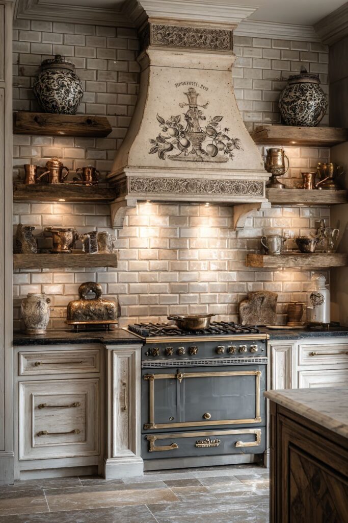 Statement Range Hood with Hand-Painted Motifs
