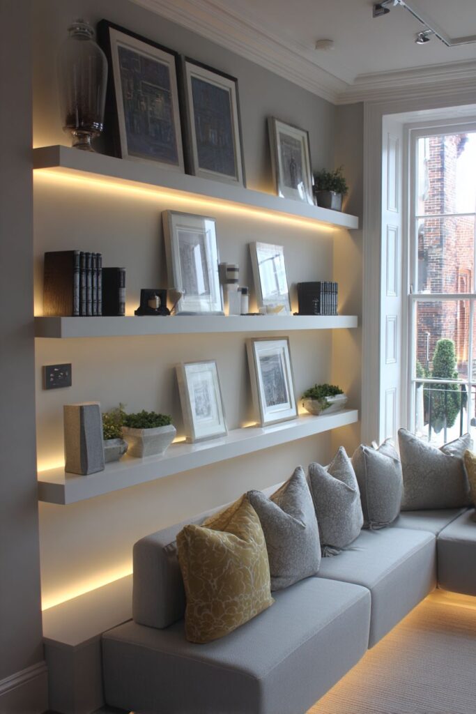 Modern Functional Gallery with Integrated Shelving