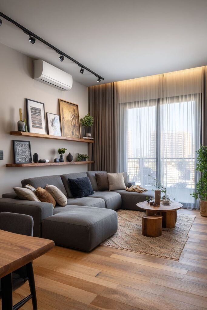 Modern Functional Gallery with Integrated Shelving