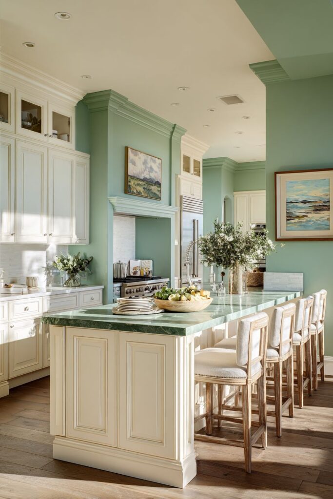 Sage Walls with Cream Cabinet Serenity