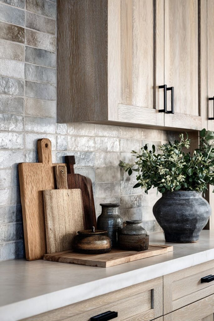 Black Iron Hardware with Light Oak Cabinetry