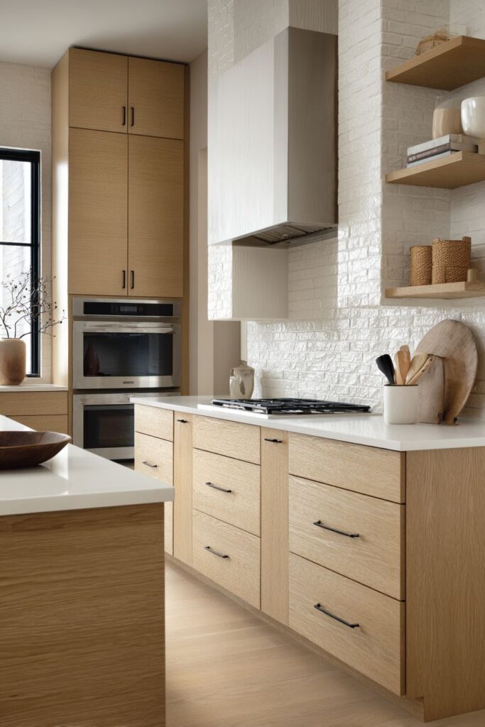 Scandinavian-Inspired Kitchen with Light Oak Island