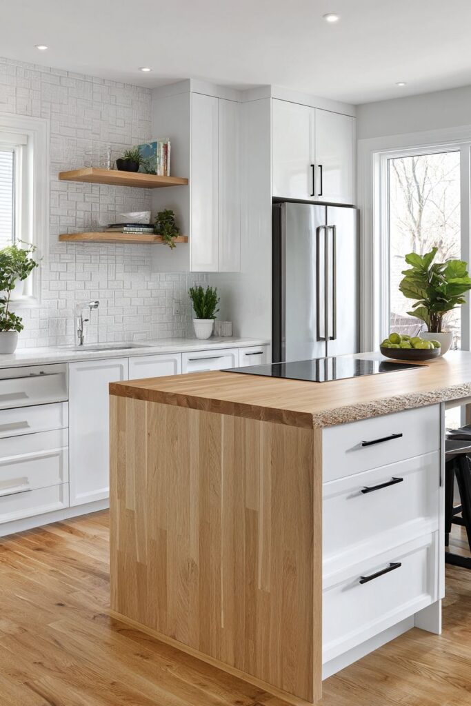 Scandinavian-Inspired Kitchen with Light Oak Island