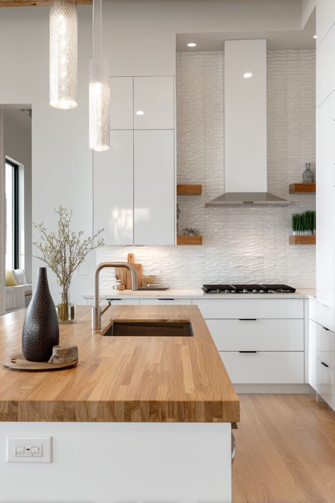 Scandinavian-Inspired Kitchen with Light Oak Island