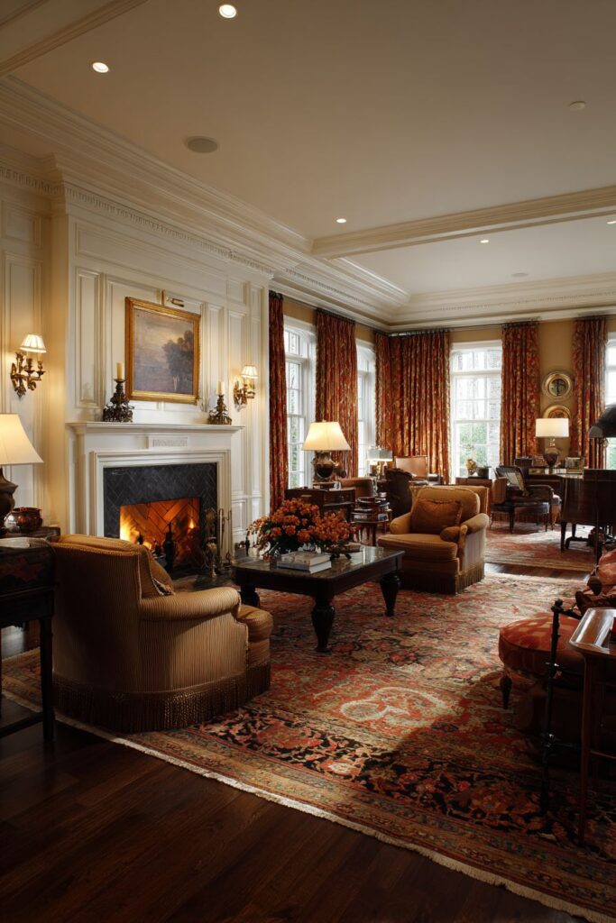 Classic Symmetry with Fireplace Centerpiece