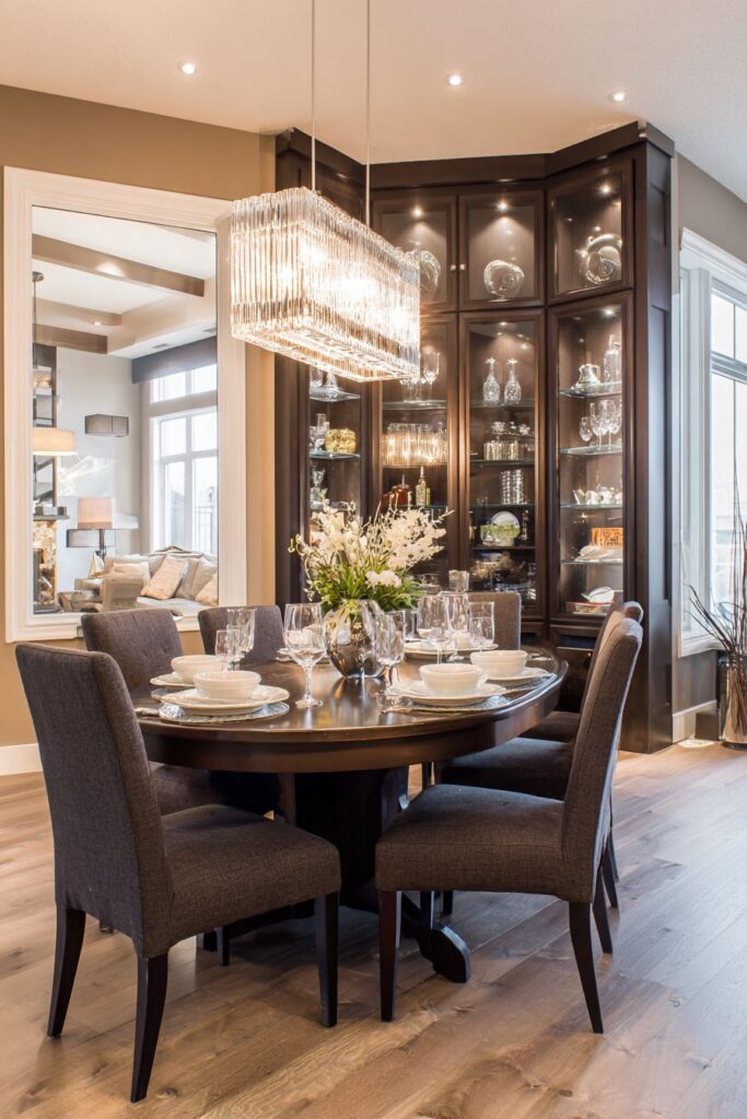 Cherry Wood Sophistication with Linear Lighting