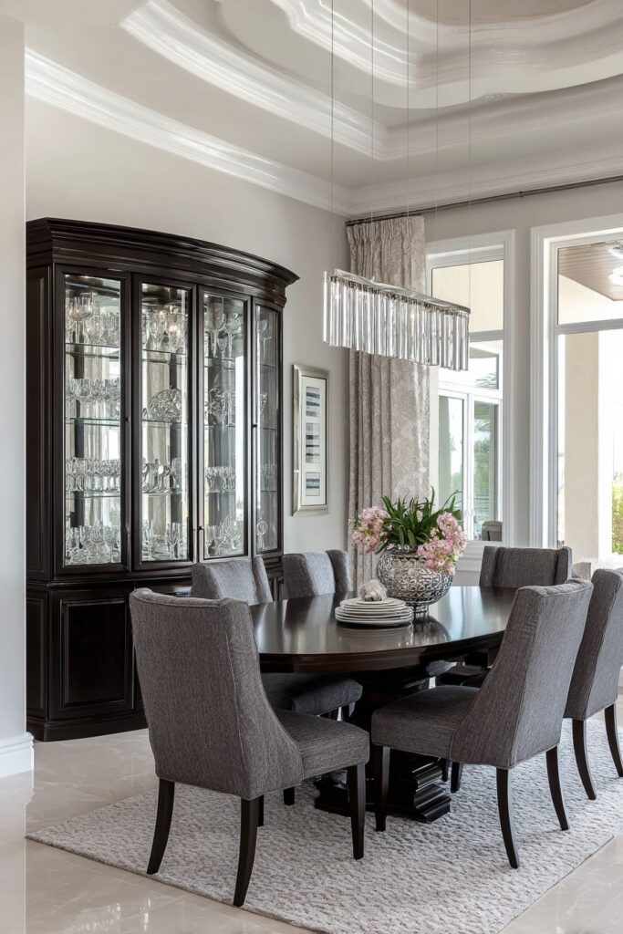 Cherry Wood Sophistication with Linear Lighting