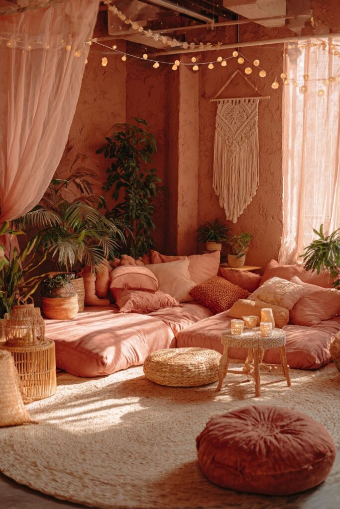 Bohemian Pink Sanctuary with Eclectic Styling