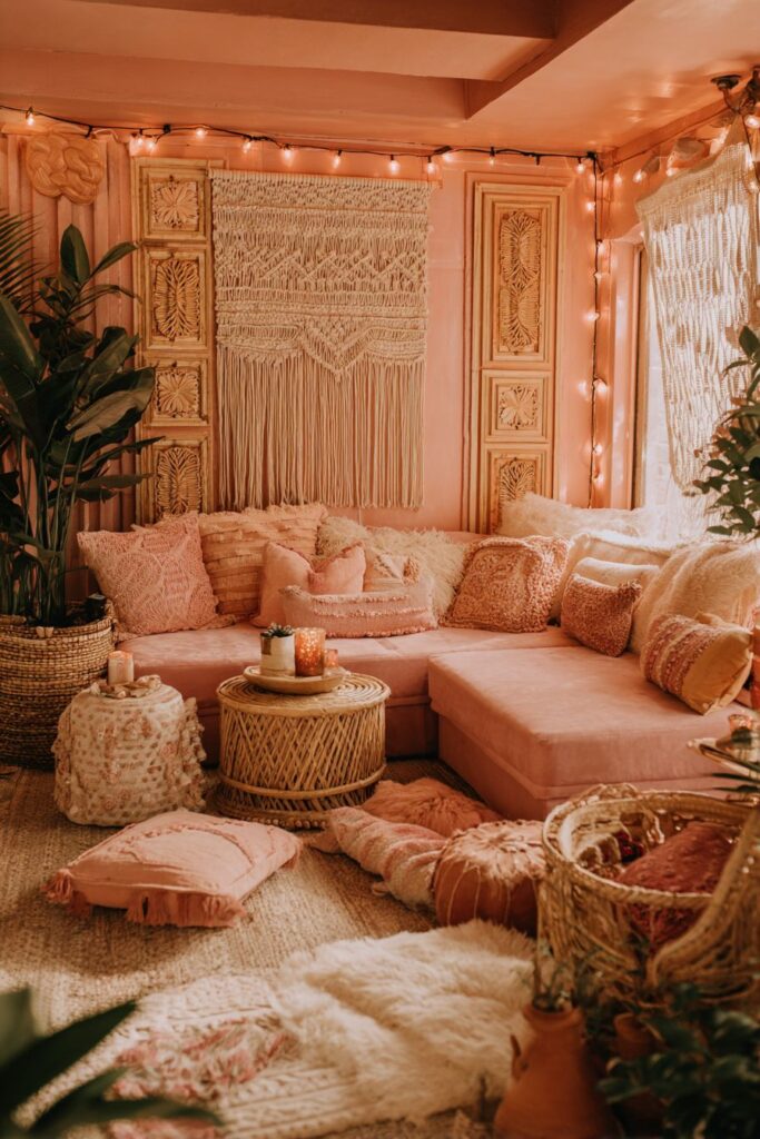 Bohemian Pink Sanctuary with Eclectic Styling