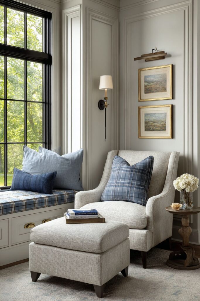 Corner Seating with Wall-Mounted Lighting