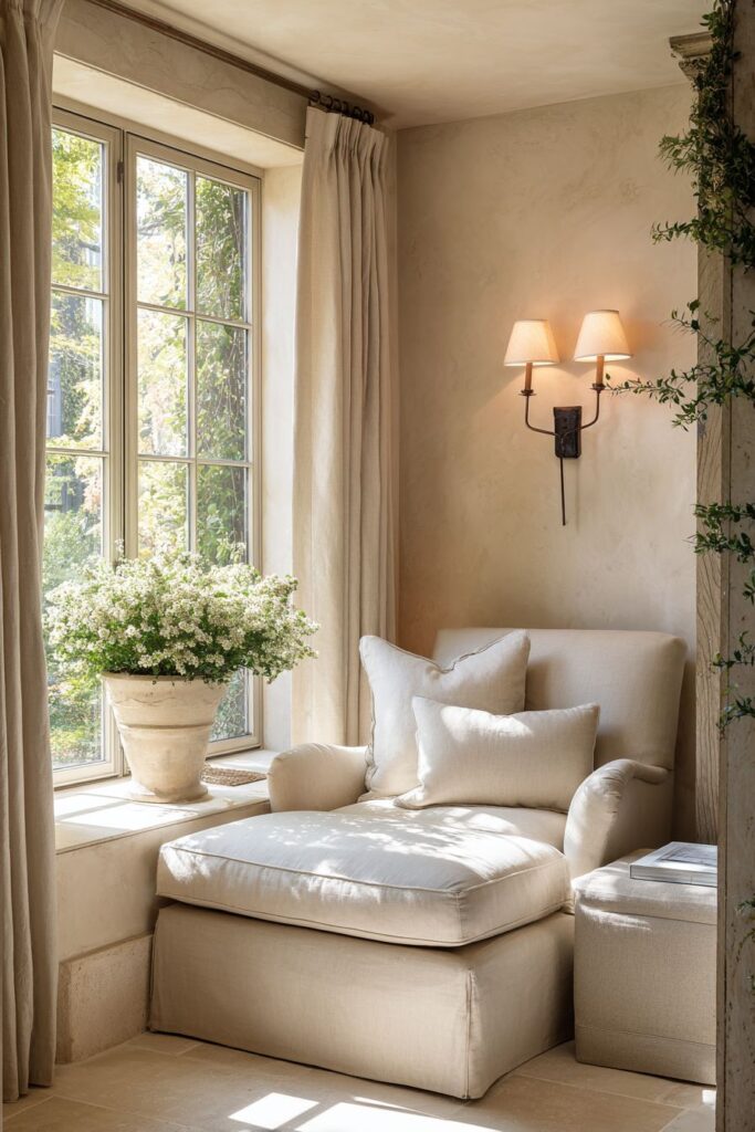 Corner Seating with Wall-Mounted Lighting