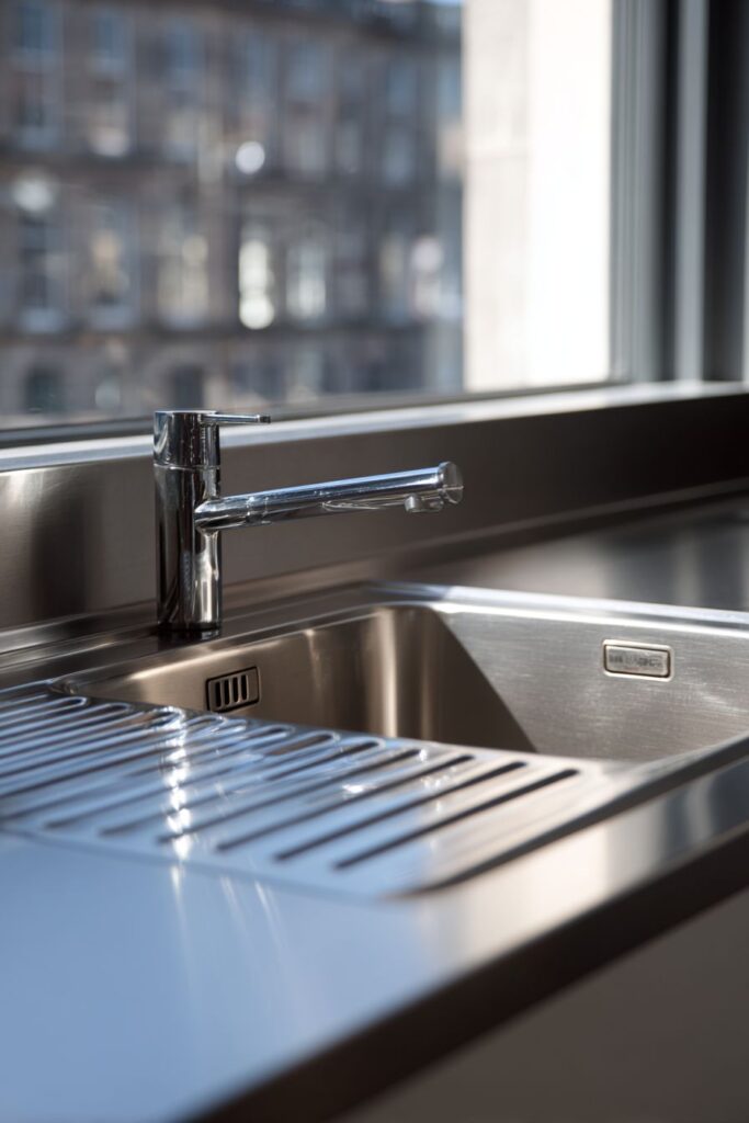 Integrated Stainless Steel Sink and Counter System