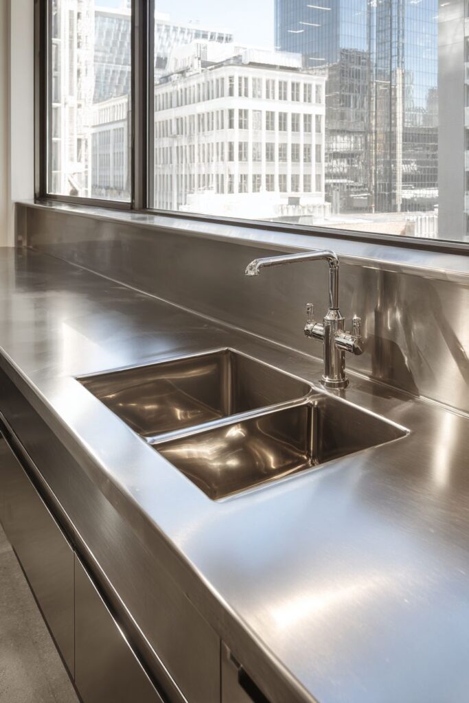 Integrated Stainless Steel Sink and Counter System