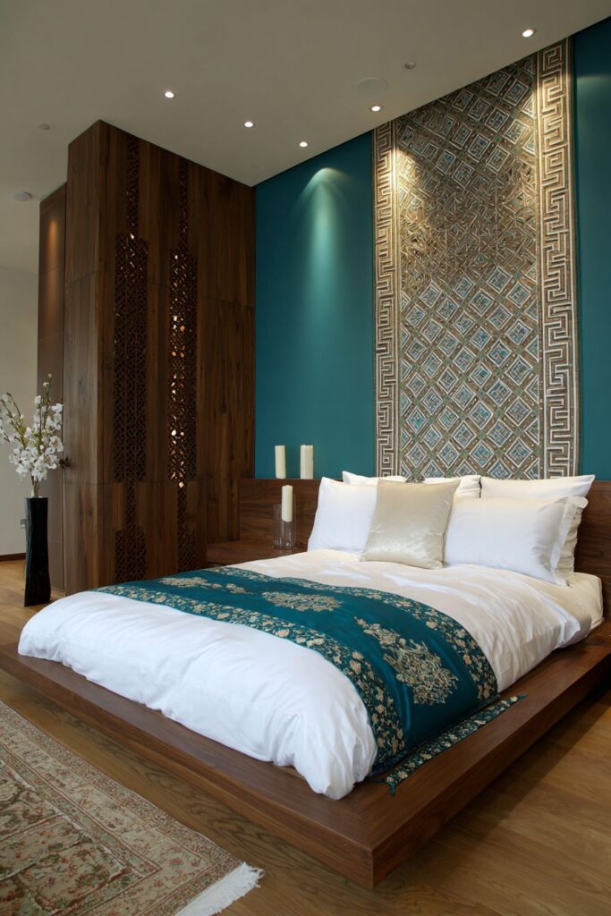 Contemporary Indian Bedroom with Geometric Sophistication