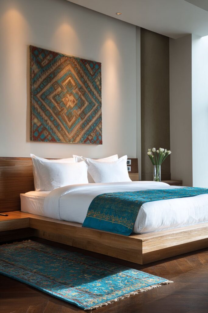 Contemporary Indian Bedroom with Geometric Sophistication