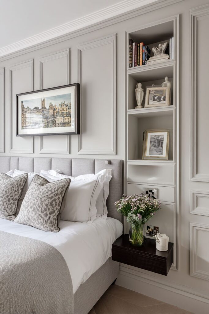 Built-In Alcove Shelving with Integrated Lighting