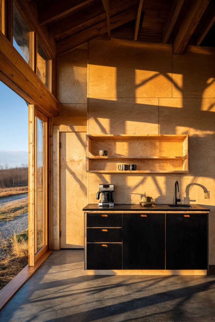 Compact Space Optimization with Black and Wood Combination