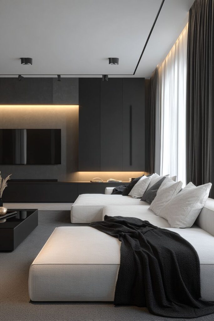 Minimalist Black Media Console Design