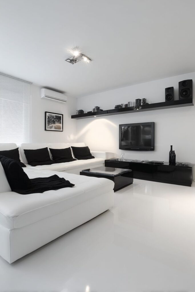 Minimalist Black Media Console Design