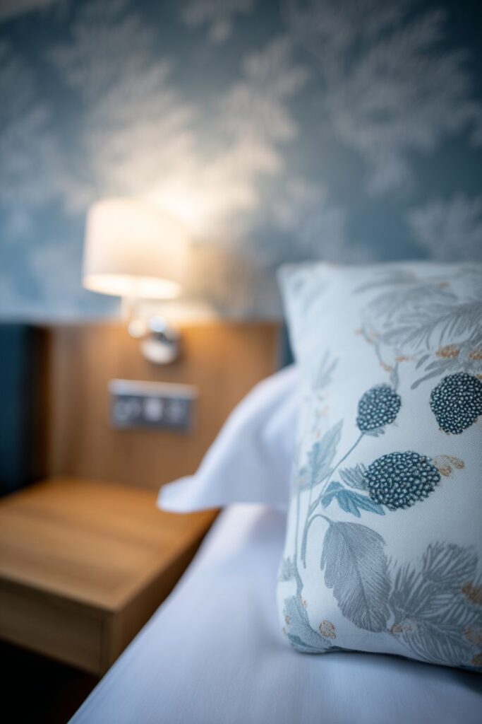 Botanical Wallpaper with Teal Accents