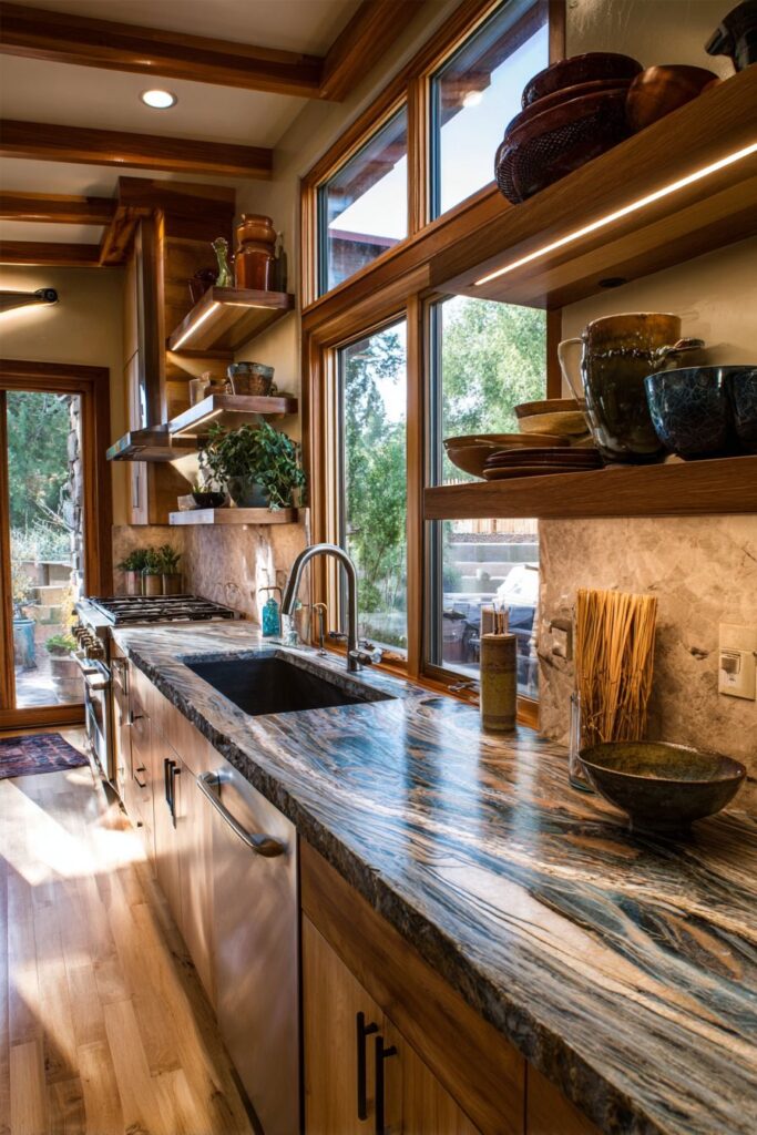 Natural Stone Countertops with Live Edge Details
