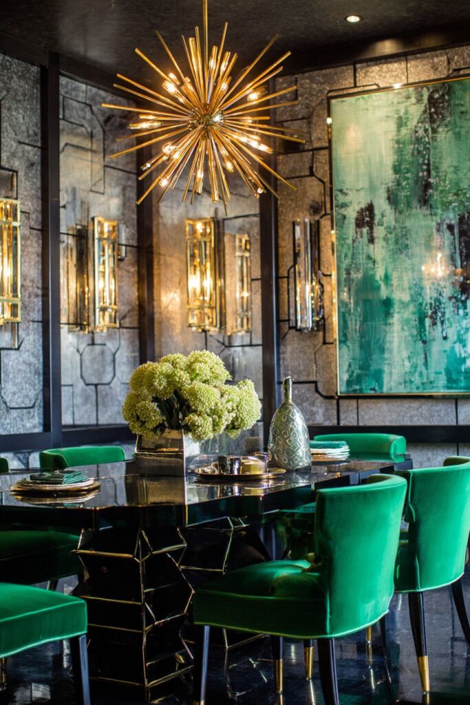 Black Lacquer Drama with Emerald Luxury