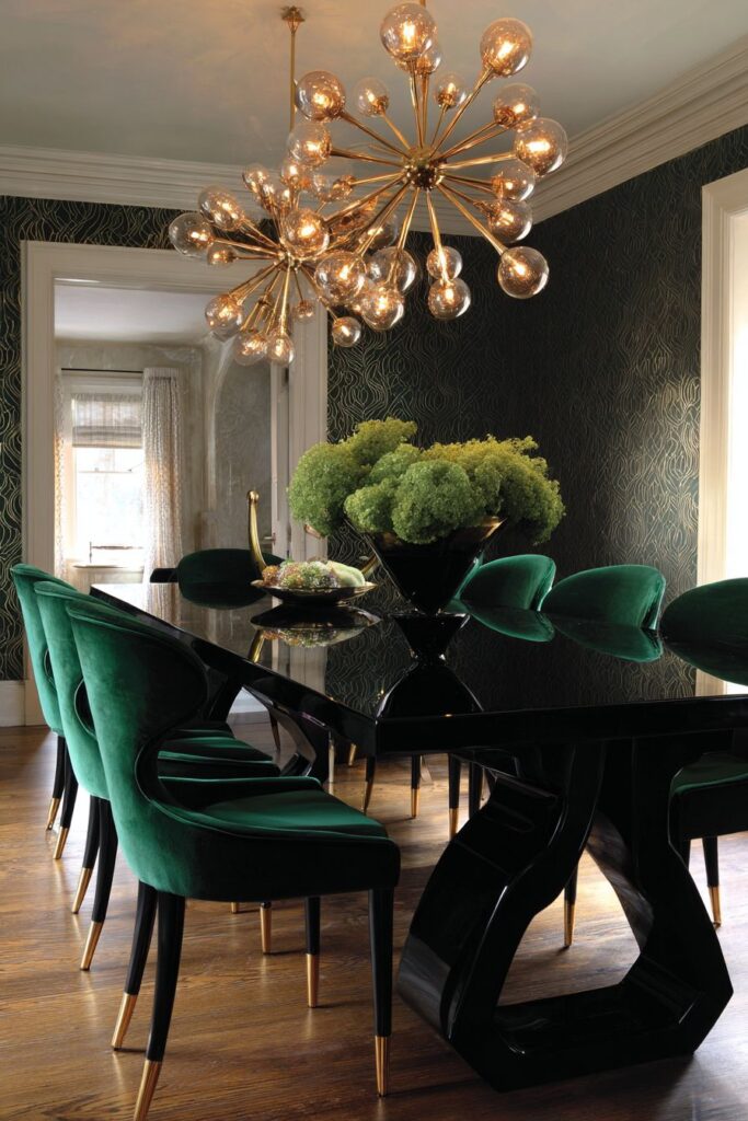 Black Lacquer Drama with Emerald Luxury