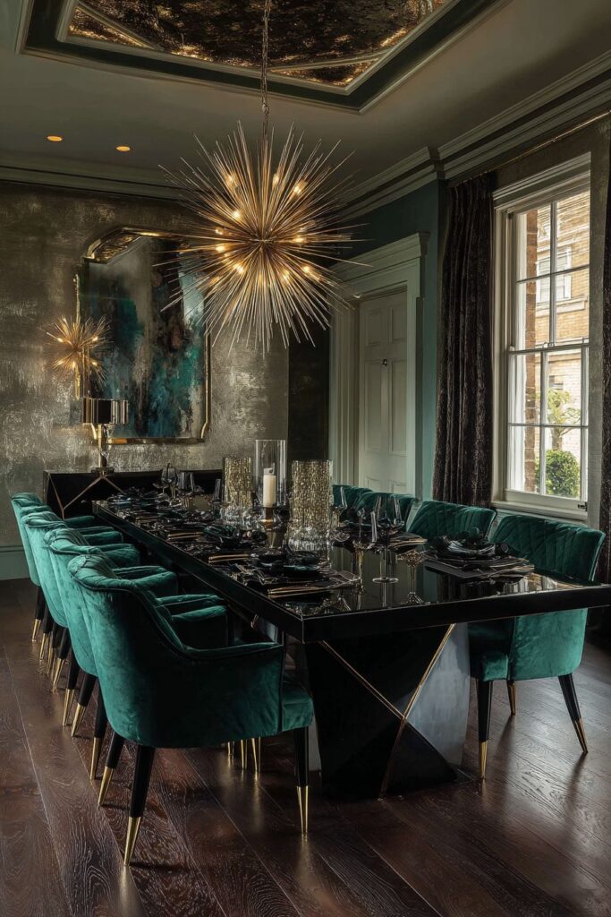 Black Lacquer Drama with Emerald Luxury