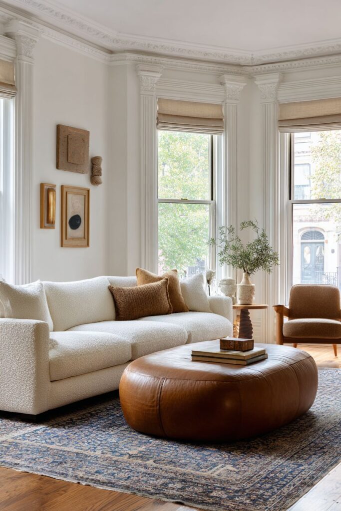 Ivory Bouclé Symmetry with Persian Rug Heritage