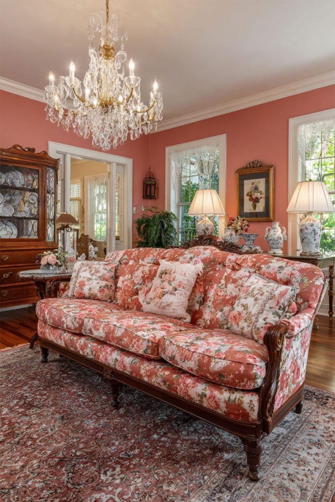 Traditional Pink Elegance with Classic Furnishings