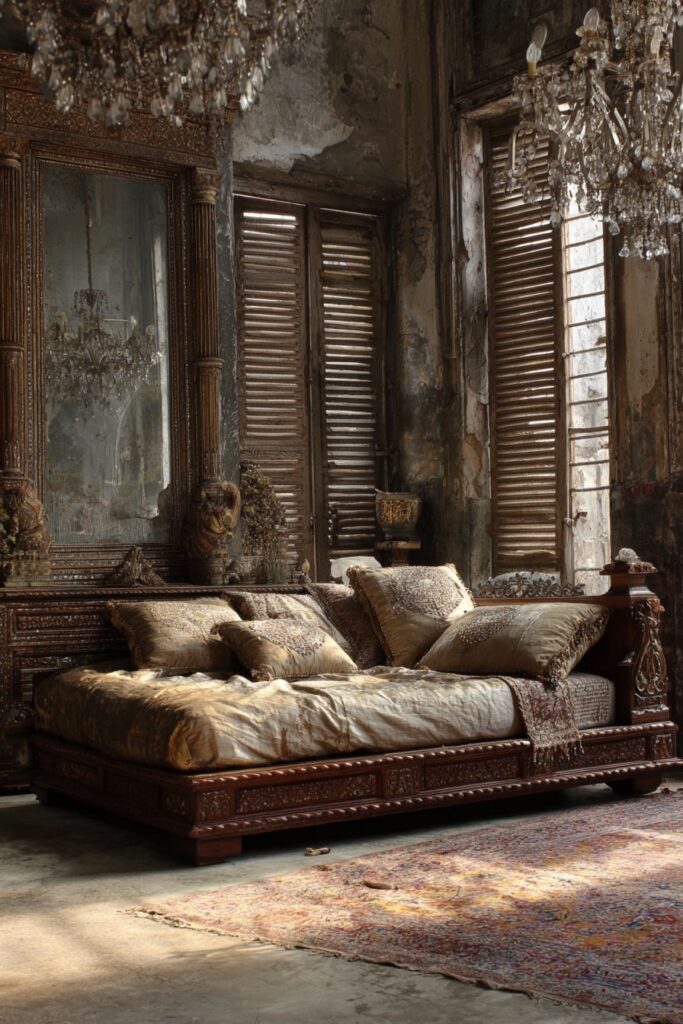 Vintage Indian Bedroom with Aged Patina Beauty