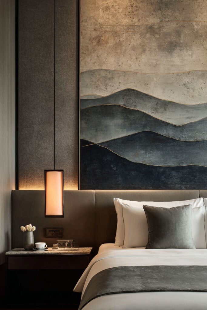 Modern Wall Mural with Abstract Mountain Silhouettes