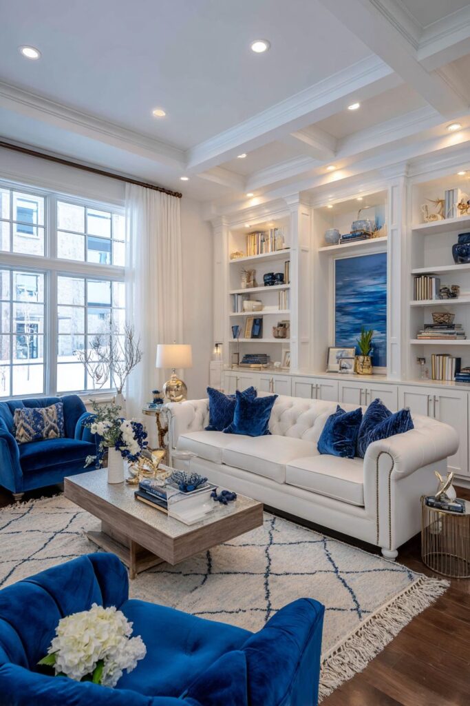 Transitional Tufted Comfort with Mixed Blues