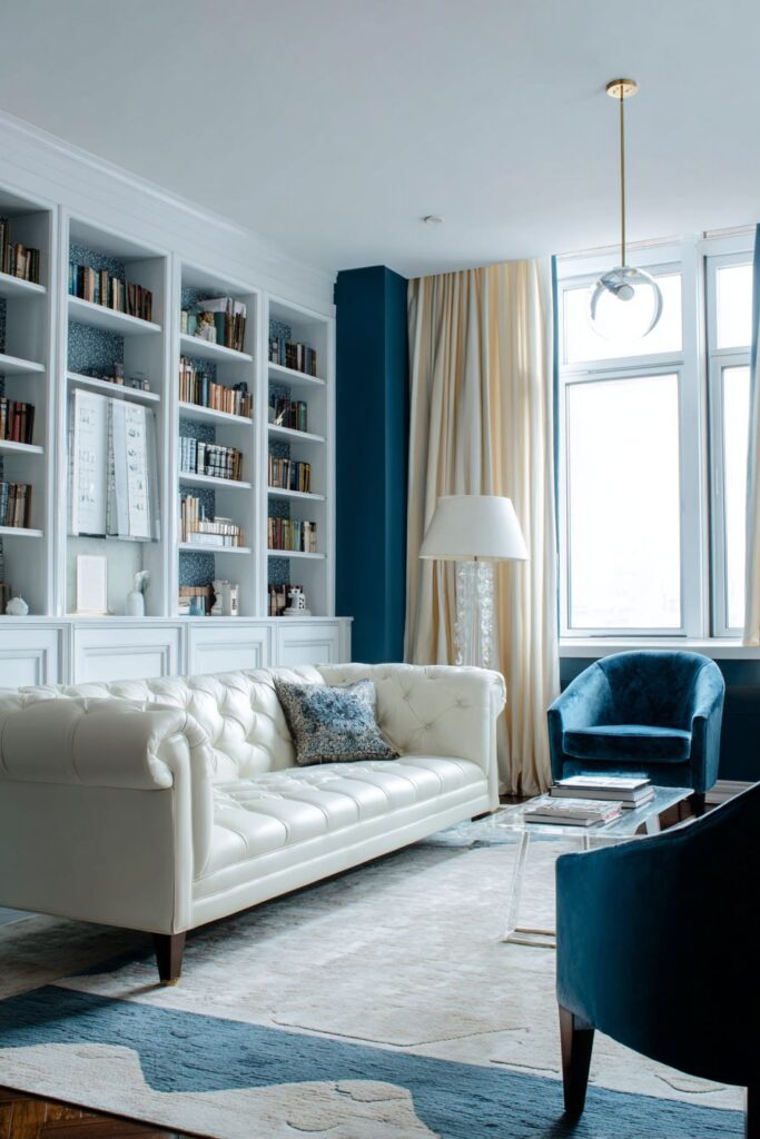 Transitional Tufted Comfort with Mixed Blues