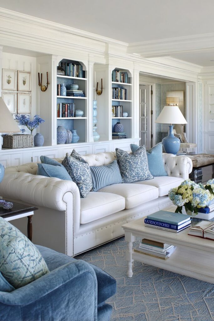 Transitional Tufted Comfort with Mixed Blues