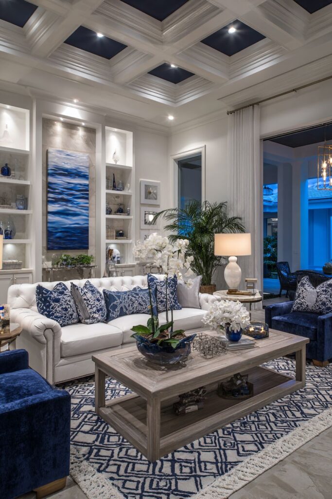 Transitional Tufted Comfort with Mixed Blues