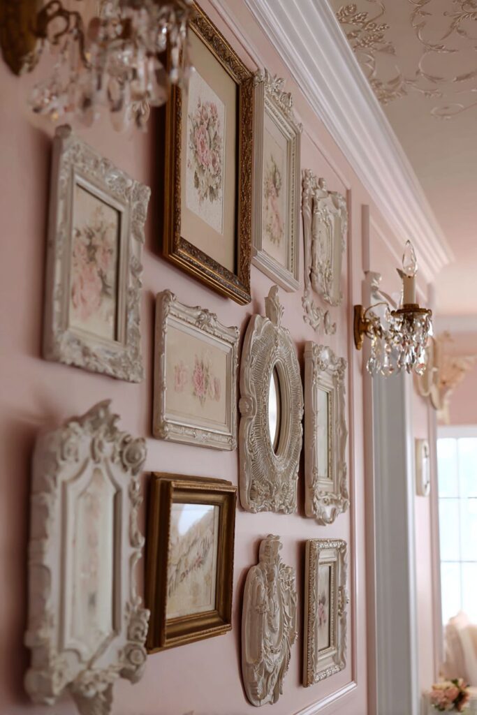 Gallery Wall Composition with Vintage Frames