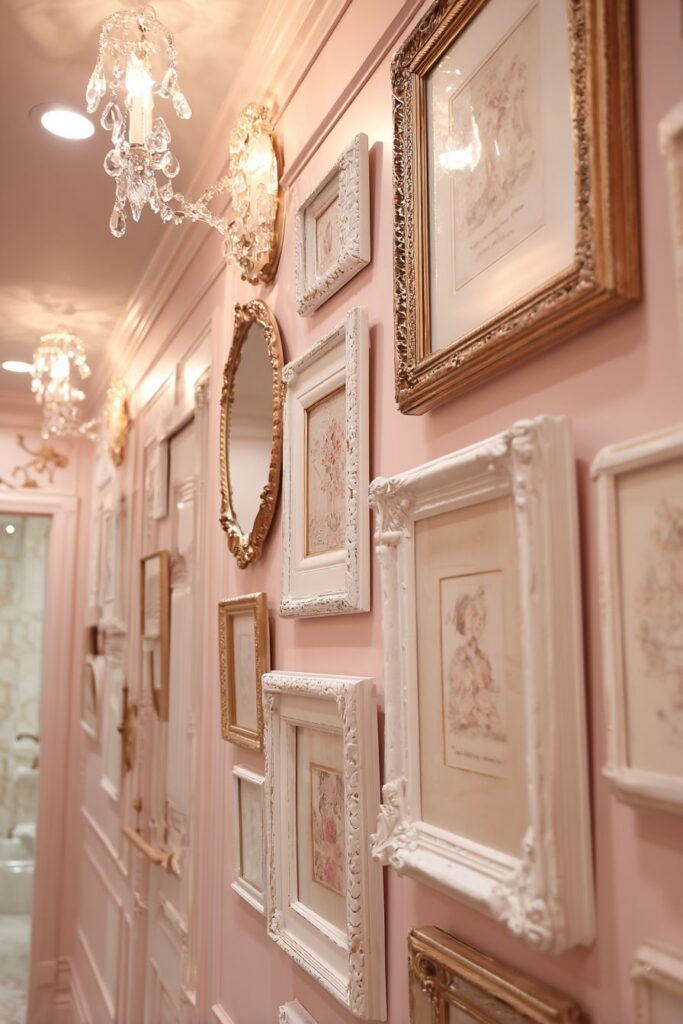 Gallery Wall Composition with Vintage Frames