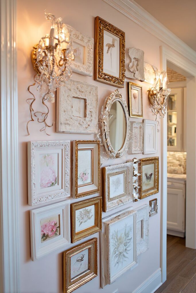 Gallery Wall Composition with Vintage Frames