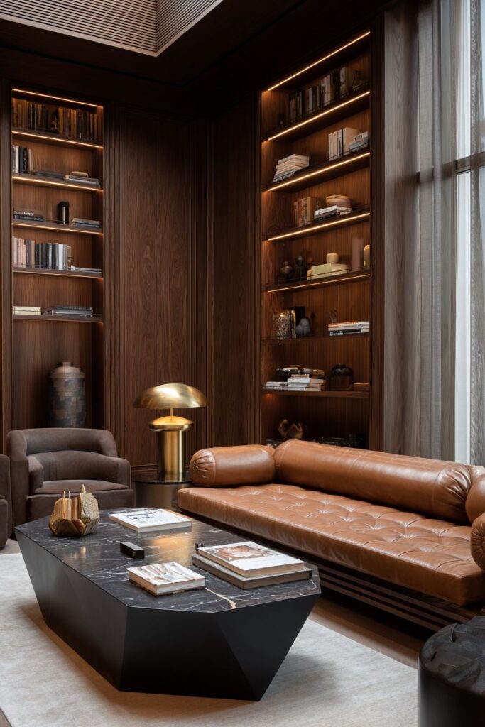 Floor-to-Ceiling Built-in Bookshelves with Reading Nook