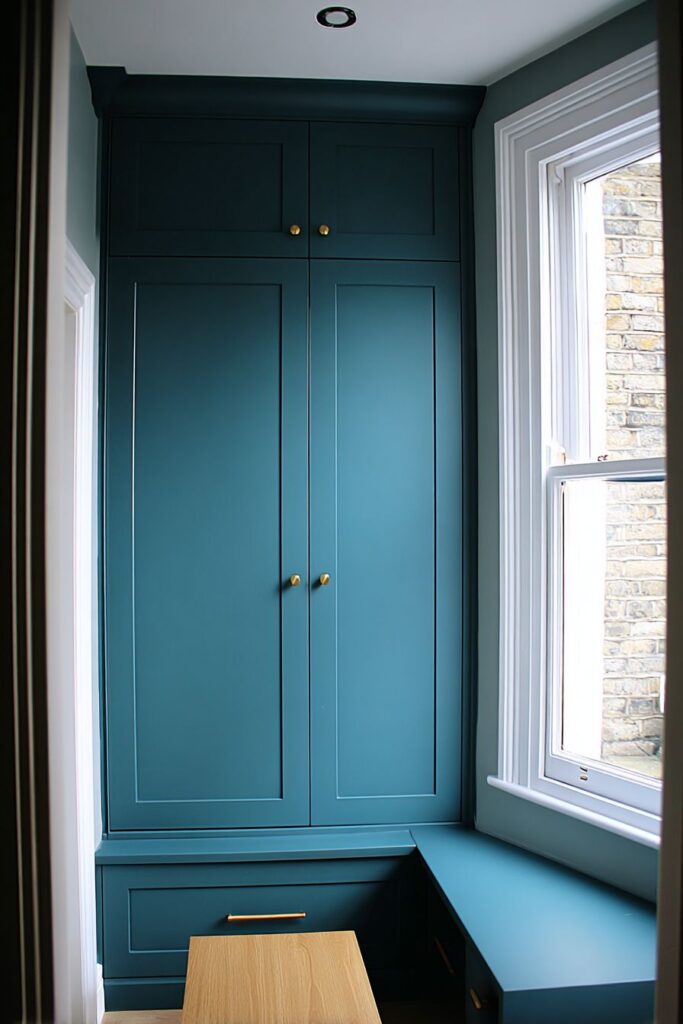 Space-Efficient Teal Built-In Wardrobes