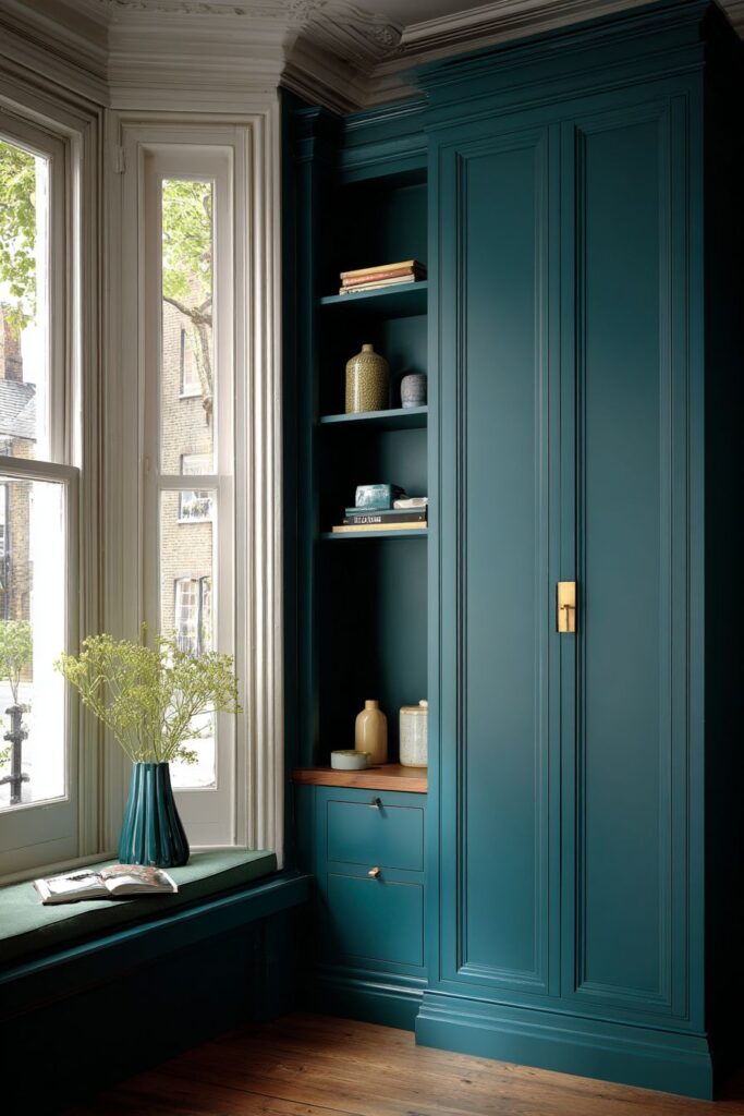 Space-Efficient Teal Built-In Wardrobes