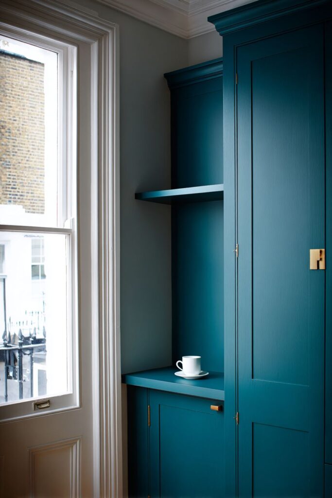 Space-Efficient Teal Built-In Wardrobes