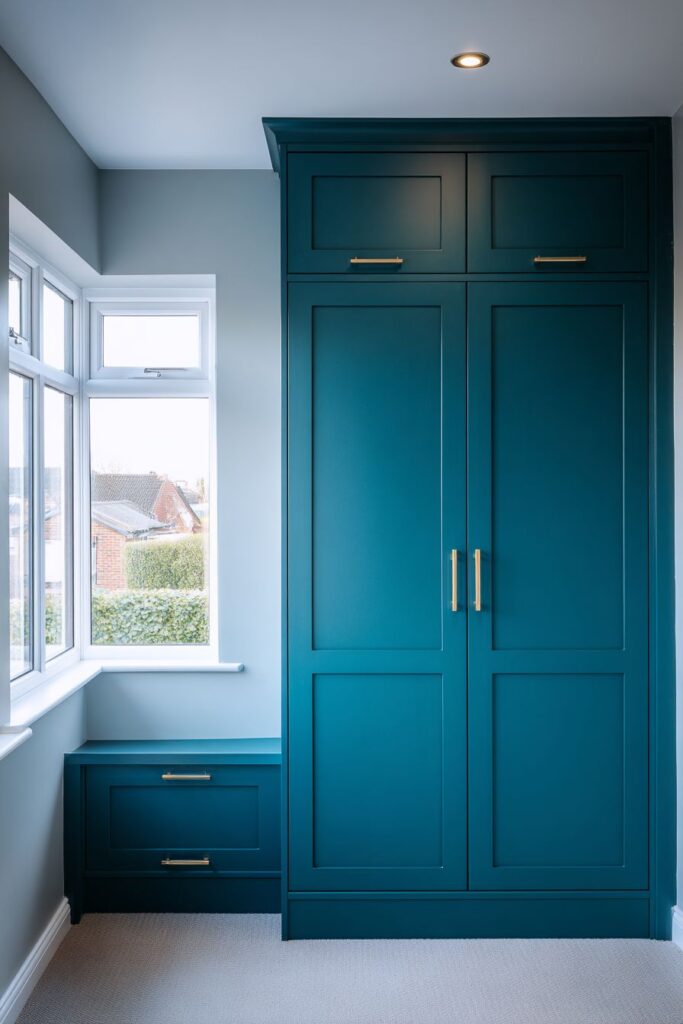 Space-Efficient Teal Built-In Wardrobes
