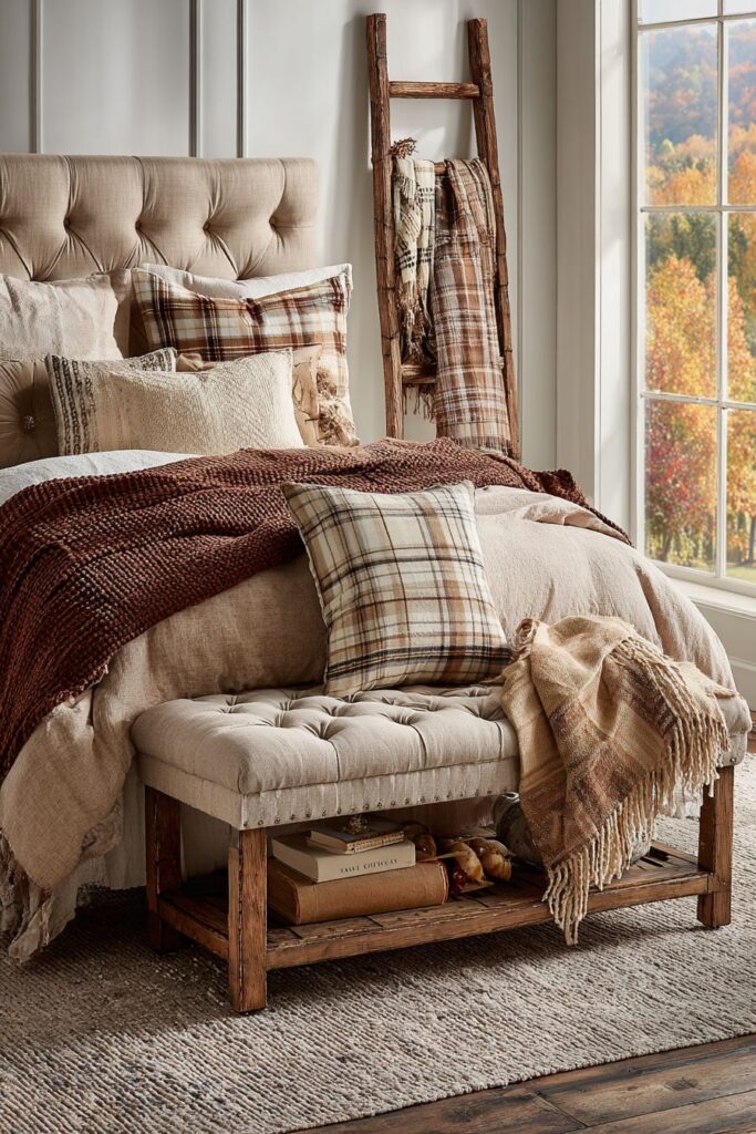 Cozy Corner Bench with Layered Textile Luxury