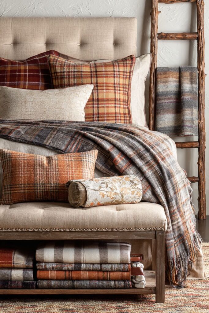 Cozy Corner Bench with Layered Textile Luxury