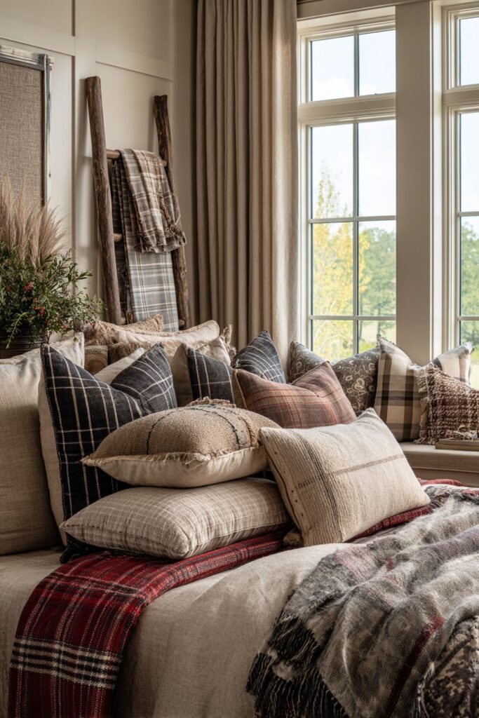 Cozy Corner Bench with Layered Textile Luxury